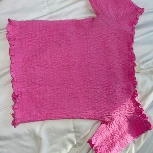 Hot pink off the shoulder ruffle top